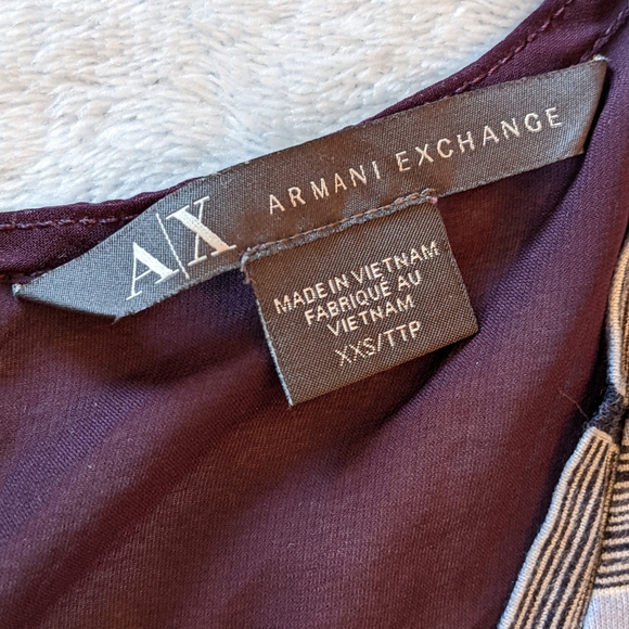 A/X Armani Exchange Geometric Print Solid Sheer Back Button-up Blouse XXS/XS - Picture 5 of 5